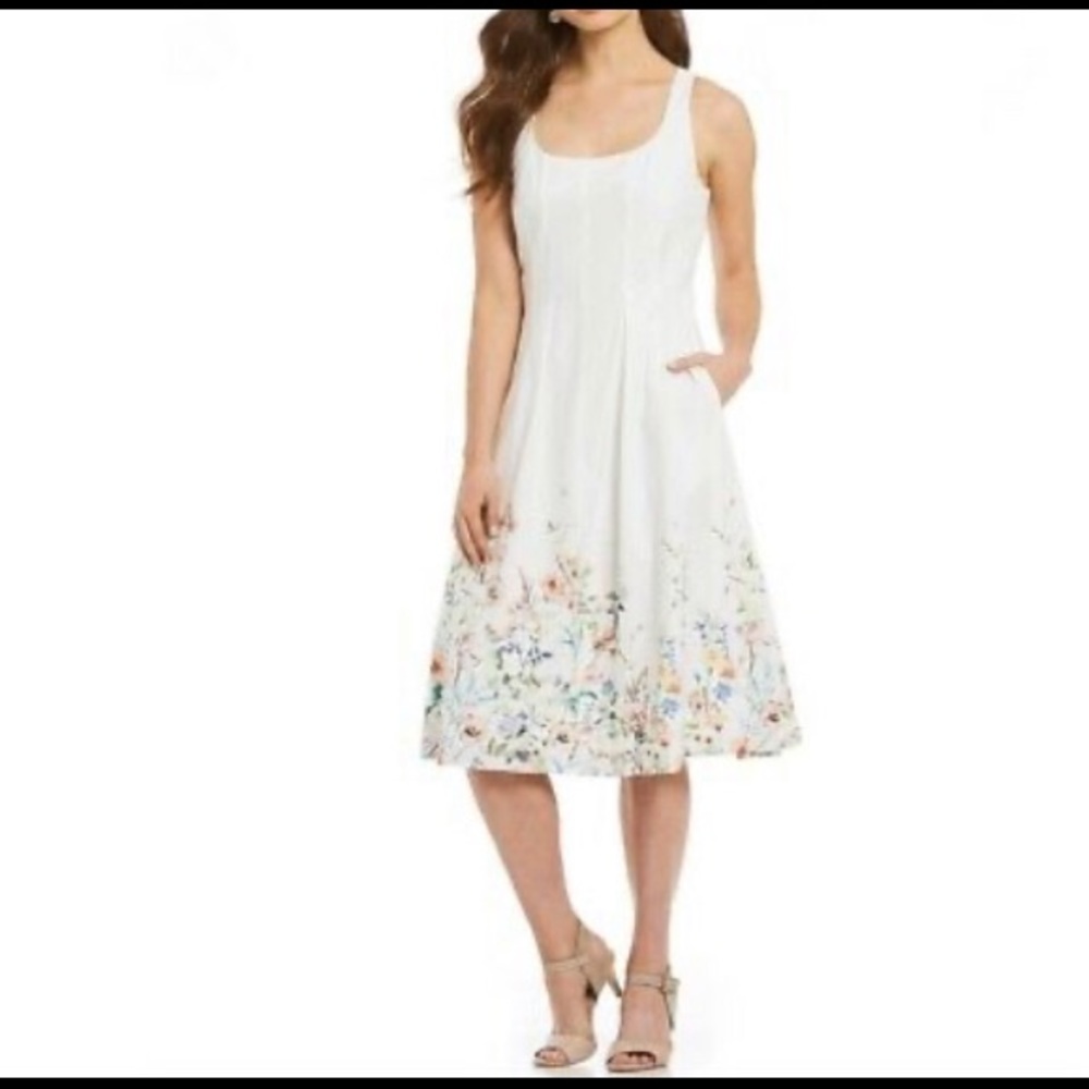 White dress with floral bottom